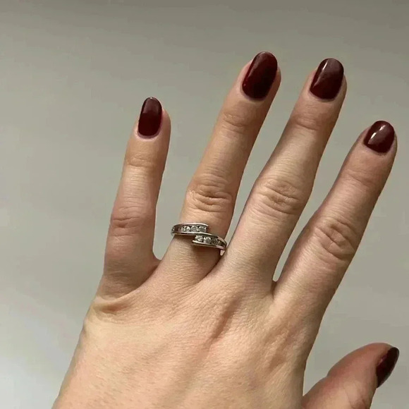 925  silver stamped CZ ring - 6 - Picture 1 of 4